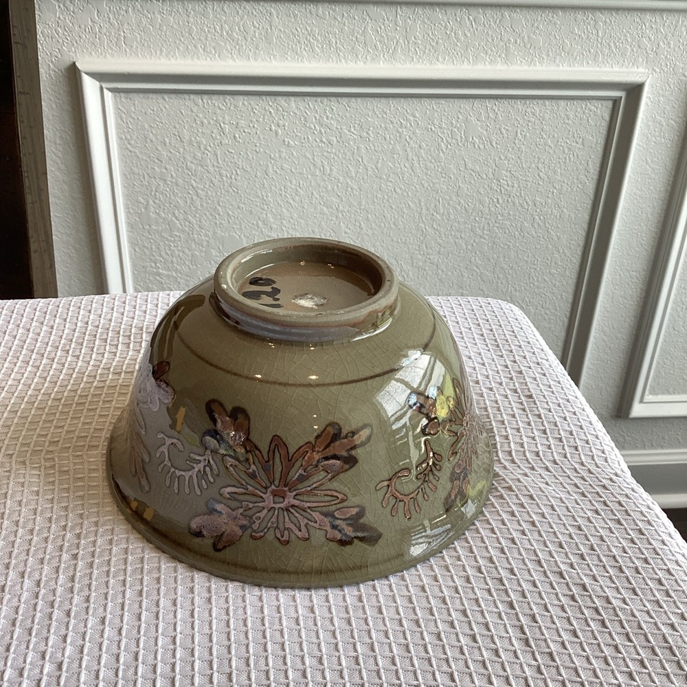 Green Floral Decorative Ceramic Bowl